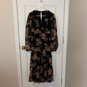 Lulu's Black Floral Long Sleeve Dress